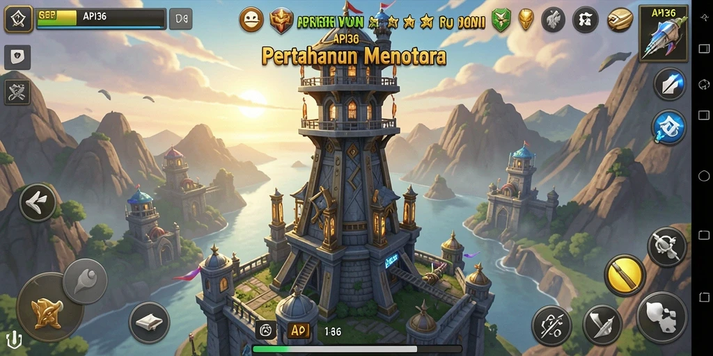 Ini adalah tampilan gameplay menantang dari API36 dalam genre Tower Defense.