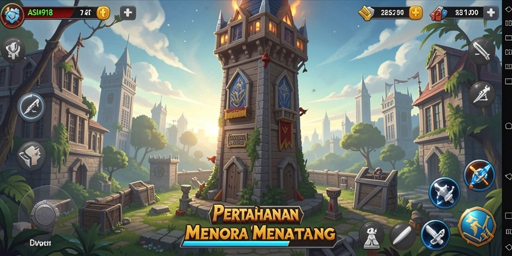 Tampilan gameplay menakjubkan dari ASIA918 dalam pertempuran Tower Defense.