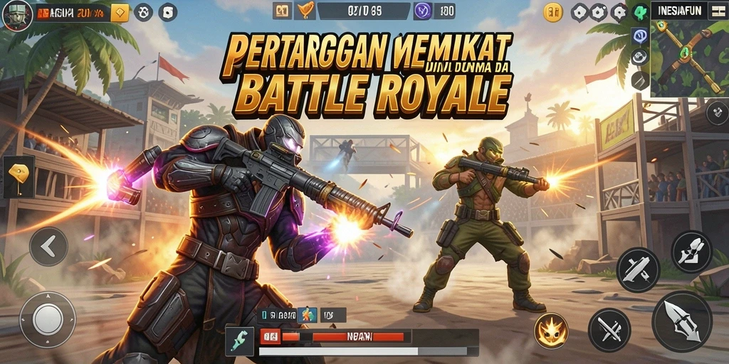 Gambaran aksi mendebarkan dalam gameplay Battle Royale NESIAFUN.