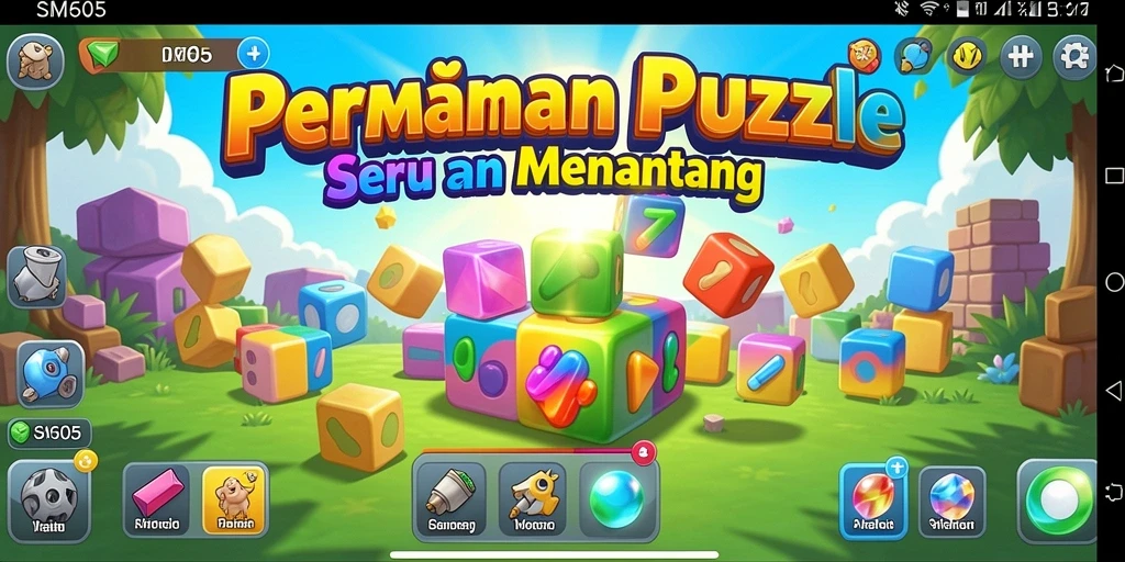 Tampilan gameplay menantang dari game Puzzle SM605.