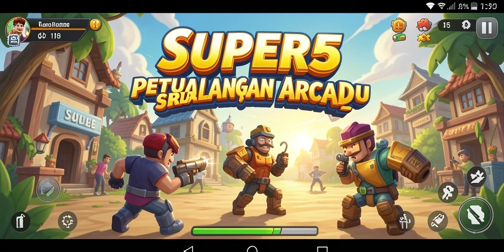 Tampilan gameplay SUPER5 yang menarik dan penuh aksi.