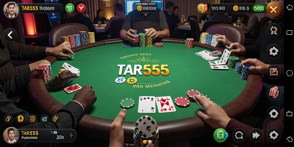 Tampilan gameplay menarik dalam aplikasi TAR555 Poker.
